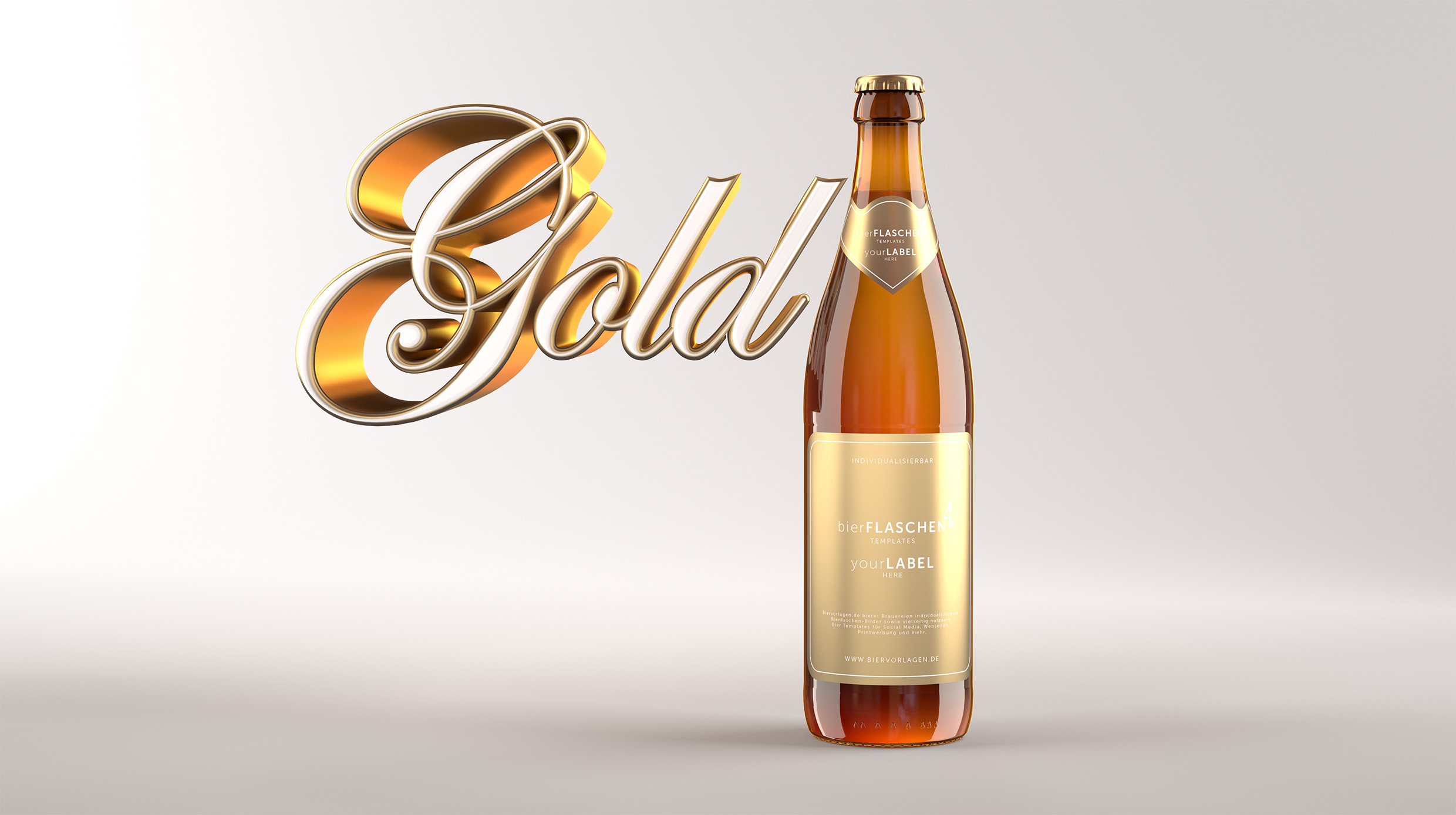 NRW-Flasche Schriftzug Gold Biervorlage